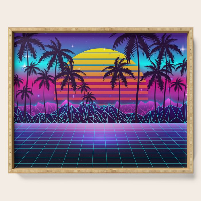 Radiant Sunset Synthwave Serving Tray Gallery Image 1