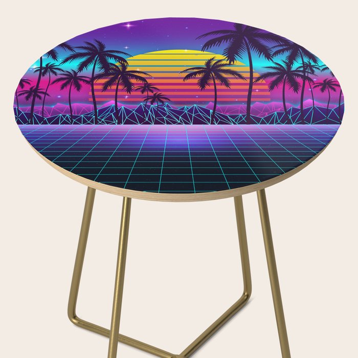 Radiant Sunset Synthwave Side Table Gallery Image 2