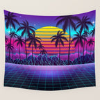 Radiant Sunset Synthwave Wall Tapestry Gallery Image 4