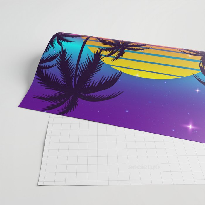 Radiant Sunset Synthwave Wrapping Paper Gallery Image 2