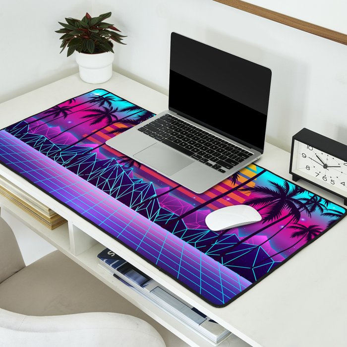 Radiant Sunset Synthwave Desk Mat Gallery Image 2