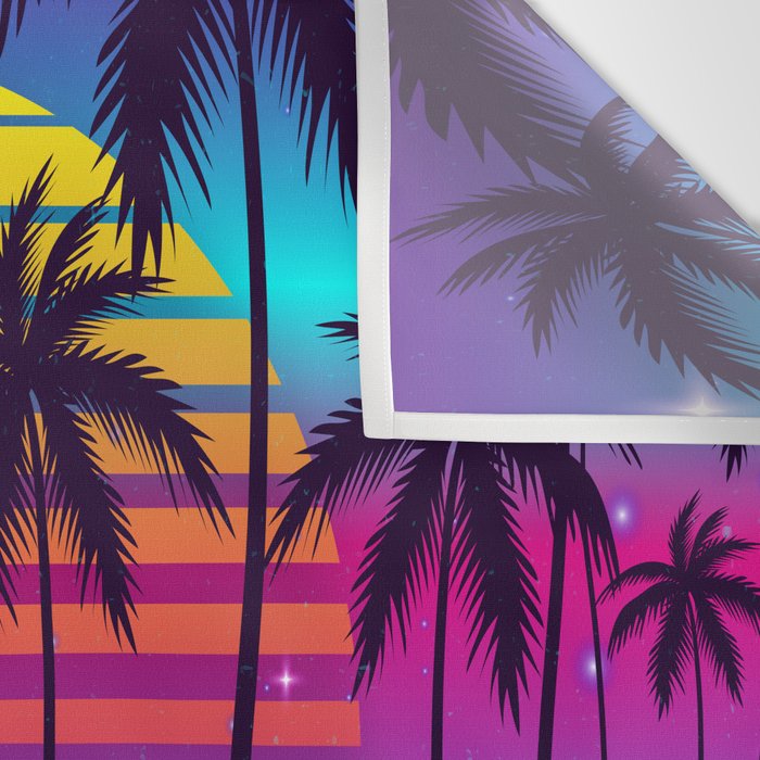 Radiant Sunset Synthwave Wall Tapestry Gallery Image 3