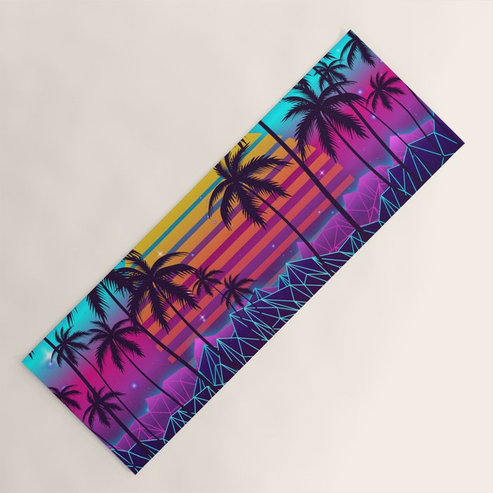 Radiant Sunset Synthwave Yoga Mat