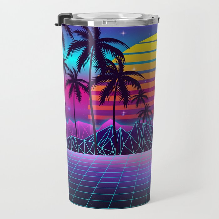 Radiant Sunset Synthwave Travel Mug Gallery Image 3