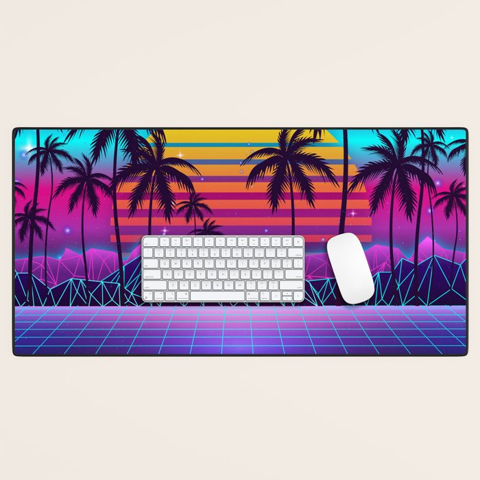 Radiant Sunset Synthwave Desk Mat Gallery Image 1