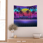 Radiant Sunset Synthwave Wall Tapestry Gallery Image 2