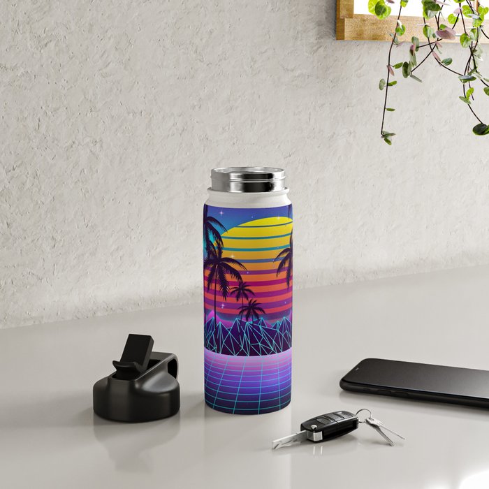 Radiant Sunset Synthwave Water Bottle Gallery Image 4