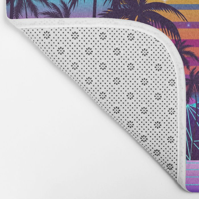 Radiant Sunset Synthwave Bath Mat Gallery Image 2