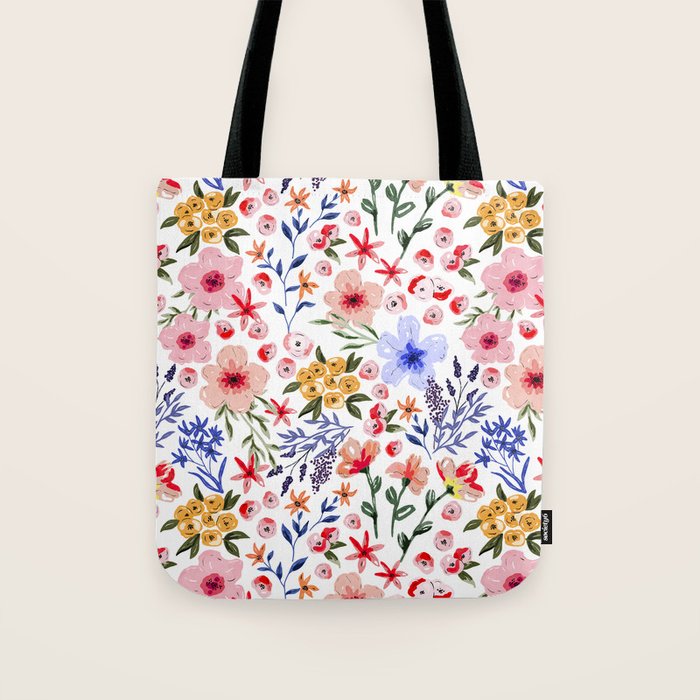 Simple colorful flowery meadow Tote Bag Gallery Image 1