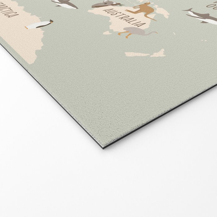 Kids world map with animals in green Welcome Mat Gallery Image 2