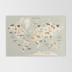Kids world map with animals in green Rug Gallery Image 2