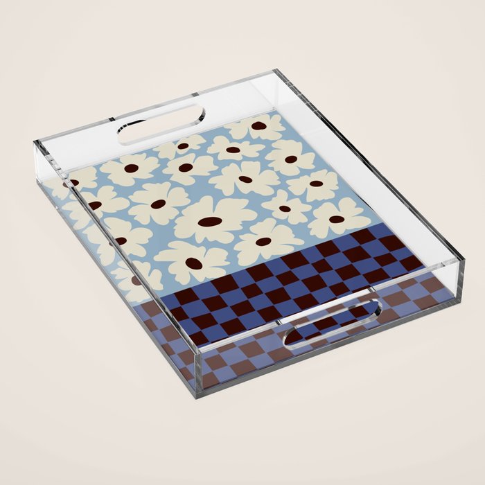 Flowers_checkerboard  Acrylic Tray Gallery Image 1