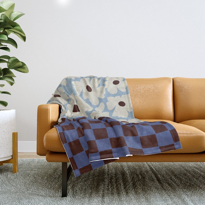 Flowers_checkerboard  Throw Blanket Gallery Image 1