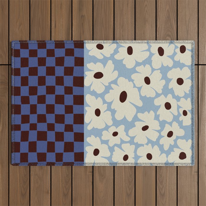 Flowers_checkerboard  Outdoor Rug Gallery Image 1