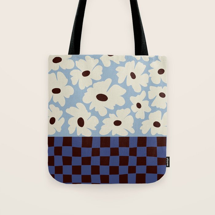 Flowers_checkerboard  Tote Bag Gallery Image 1