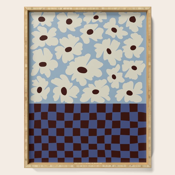 Flowers_checkerboard  Serving Tray Gallery Image 1
