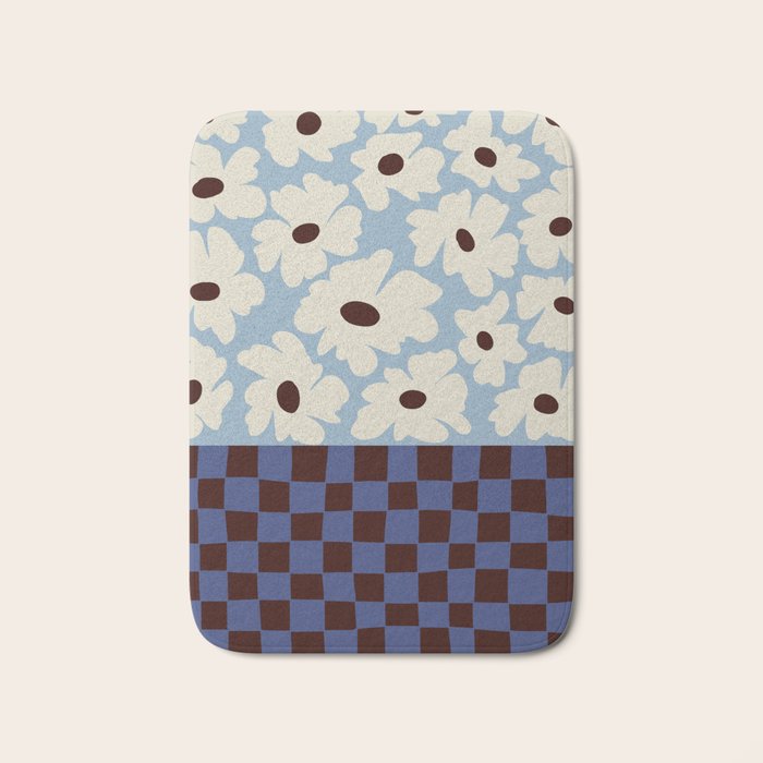 Flowers_checkerboard  Bath Mat Gallery Image 1