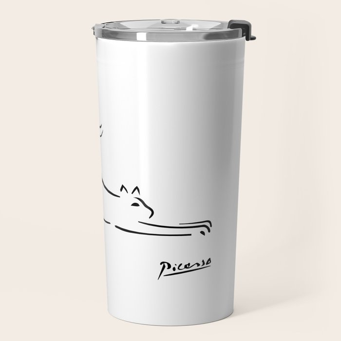 Pablo Picasso Cat Artwork Shirt, Kitten Sketch Reproduction Travel Mug Gallery Image 2