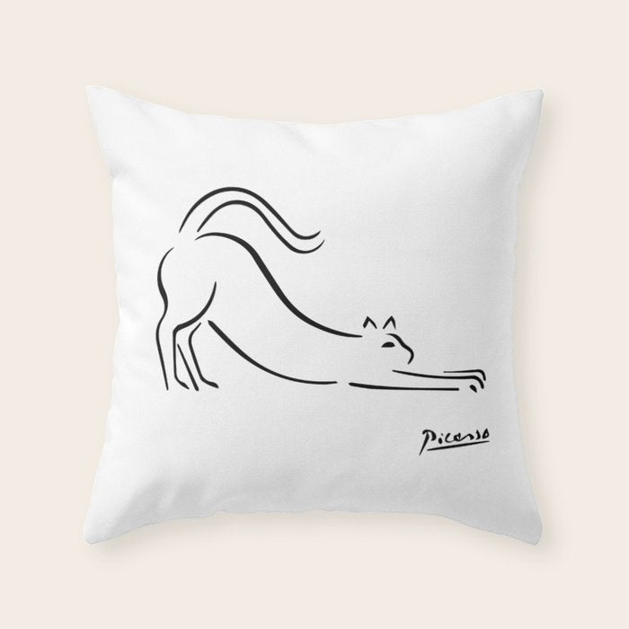 Pablo Picasso Cat Artwork Shirt, Kitten Sketch Reproduction Throw Pillow Gallery Image 1