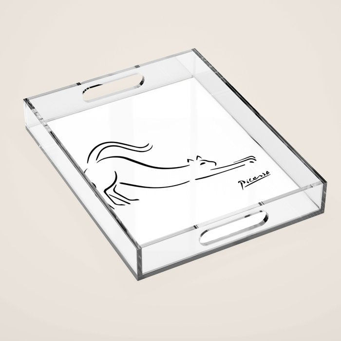 Pablo Picasso Cat Artwork Shirt, Kitten Sketch Reproduction Acrylic Tray Gallery Image 1