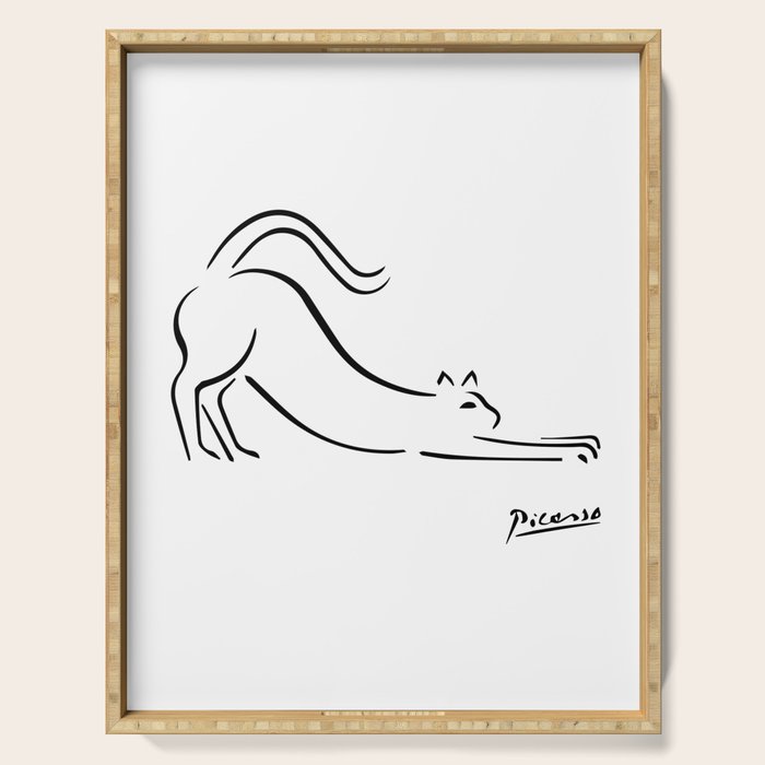 Pablo Picasso Cat Artwork Shirt, Kitten Sketch Reproduction Serving Tray Gallery Image 1