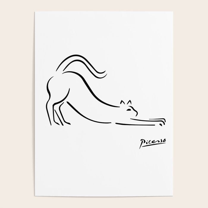 Pablo Picasso Cat Artwork Shirt, Kitten Sketch Reproduction Poster Gallery Image 4