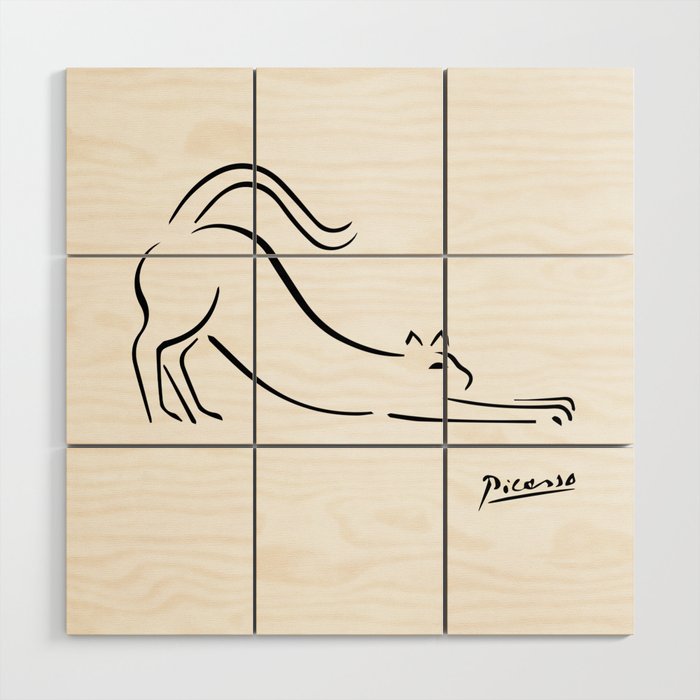 Pablo Picasso Cat Artwork Shirt, Kitten Sketch Reproduction Wood Wall Art Gallery Image 1