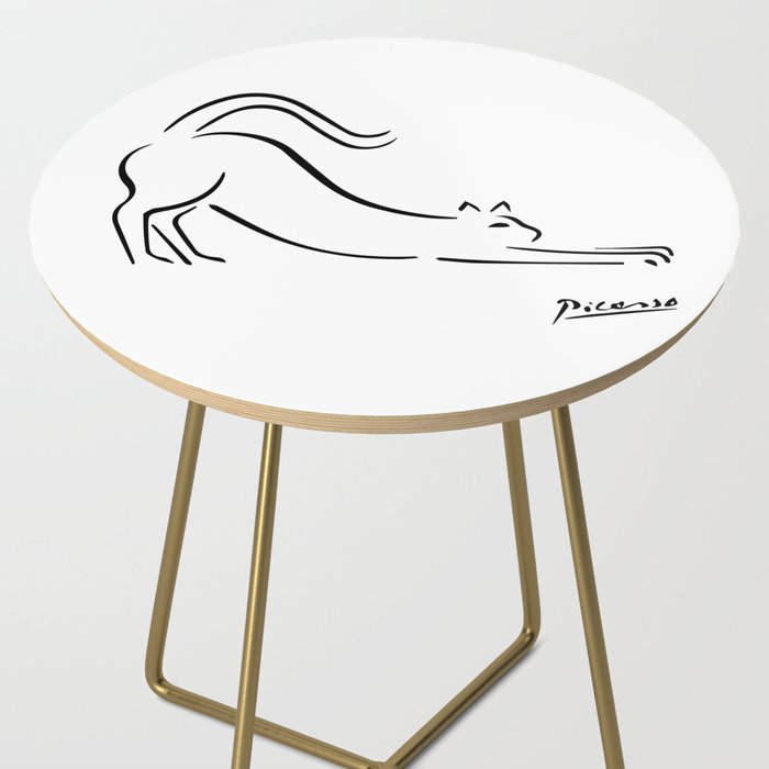 Pablo Picasso Cat Artwork Shirt, Kitten Sketch Reproduction Side Table Gallery Image 2