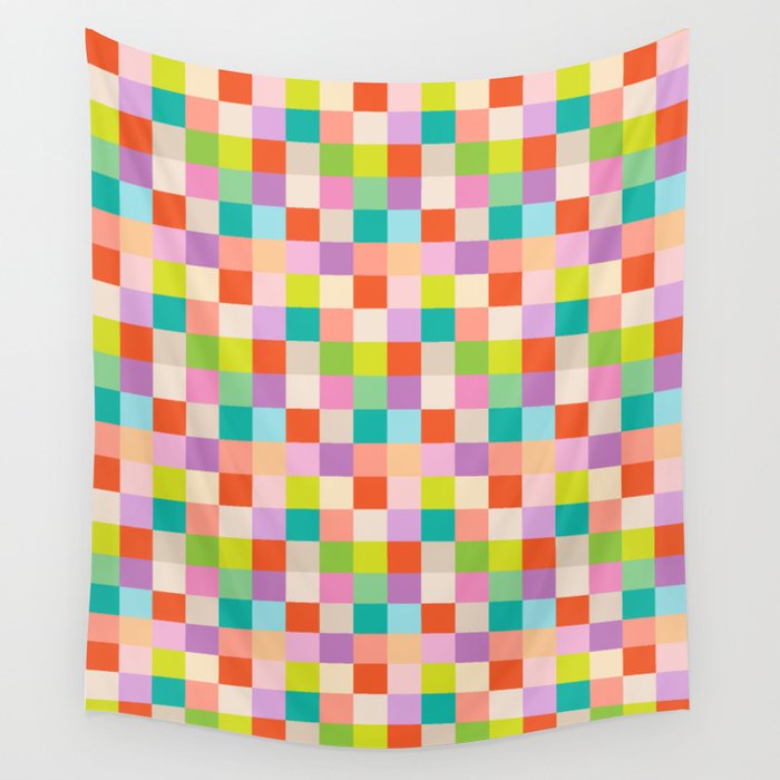 Bright Checks Wall Tapestry Gallery Image 4