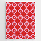Flowers And Strawberry Pink & Red Checker Jigsaw Puzzle Gallery Image 1