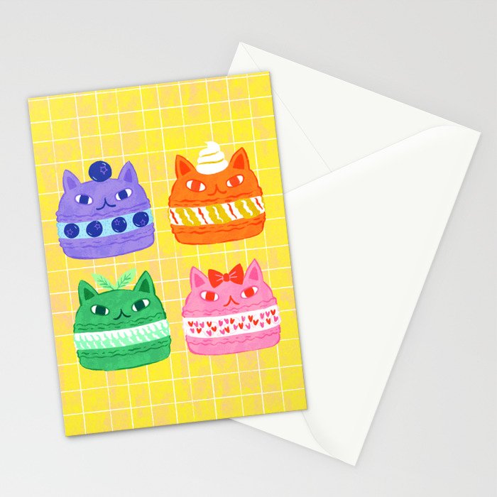 Cat Macaron Stationery Card Gallery Image 2