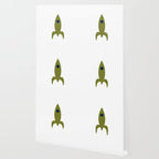 Space Age Rocket Ships - Atomic Age Mid-Century Modern Pattern in Mid Mod Beige and Olive Wallpaper Gallery Image 2