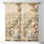 Antique 19th Century French Aubusson Tapestry Romantic Hunting Scene Window Curtain Gallery Image 5