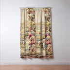 Antique 19th Century French Aubusson Tapestry Romantic Hunting Scene Window Curtain Gallery Image 3