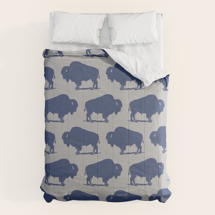 Buffalo Bison Pattern Blue and Gray Comforter Gallery Image 6