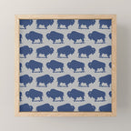 Buffalo Bison Pattern Blue and Gray Mini Art Print Gallery Image 1