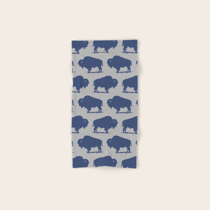 Buffalo Bison Pattern Blue and Gray Towels Gallery Image 1