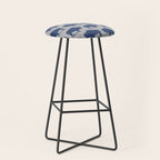 Buffalo Bison Pattern Blue and Gray Stool Gallery Image 1