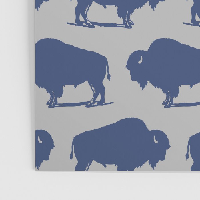 Buffalo Bison Pattern Blue and Gray Poster Gallery Image 3