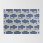 Buffalo Bison Pattern Blue and Gray Rug Gallery Image 2
