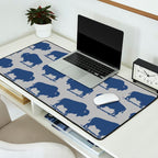 Buffalo Bison Pattern Blue and Gray Desk Mat Gallery Image 2