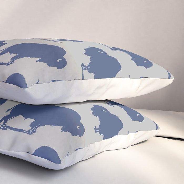 Buffalo Bison Pattern Blue and Gray Pillow Sham Gallery Image 3