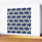 Buffalo Bison Pattern Blue and Gray Wall Mural Gallery Image 2