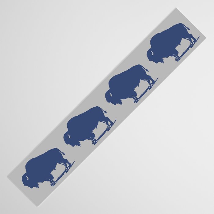 Buffalo Bison Pattern Blue and Gray Table Runner Gallery Image 3