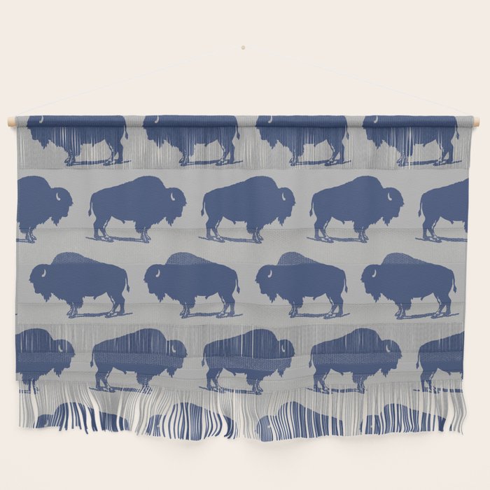 Buffalo Bison Pattern Blue and Gray Wall Hanging Gallery Image 1