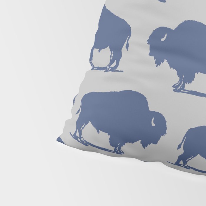 Buffalo Bison Pattern Blue and Gray Pillow Sham Gallery Image 4