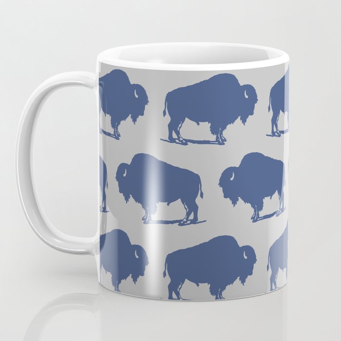 Buffalo Bison Pattern Blue and Gray Coffee Mug Gallery Image 3