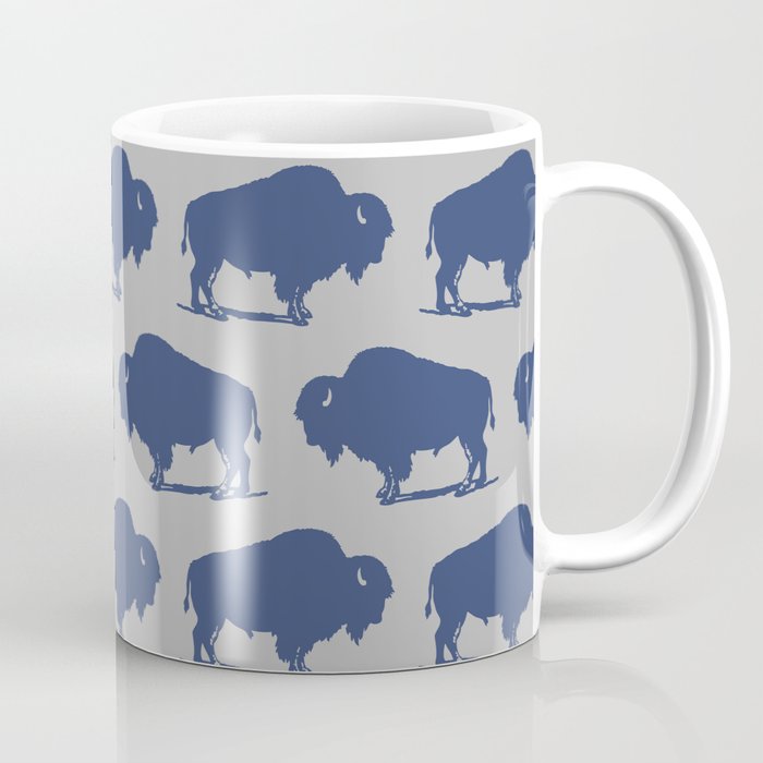 Buffalo Bison Pattern Blue and Gray Coffee Mug Gallery Image 1