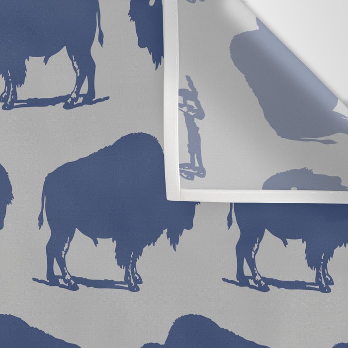 Buffalo Bison Pattern Blue and Gray Wall Tapestry Gallery Image 3