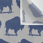 Buffalo Bison Pattern Blue and Gray Wall Tapestry Gallery Image 3